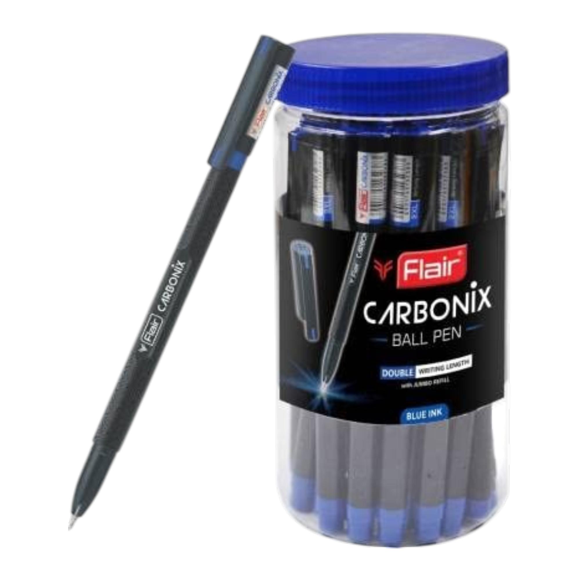 

Flair Carbonix Blue Ball Pen Jar Pack Of 1 X 25 Medium Nib Liquid Ink Smooth Writing Pens For School College Office Use