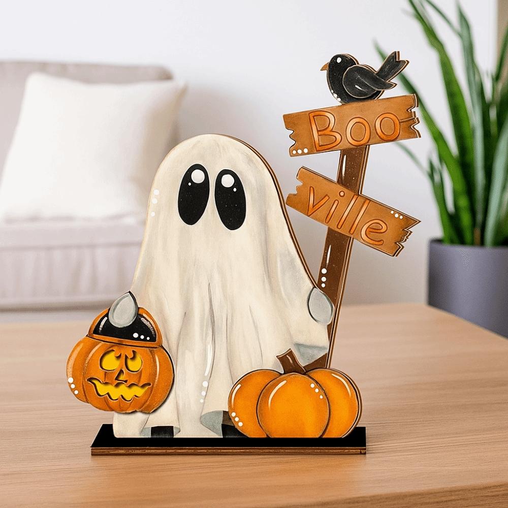 Ghost Pattern Pumpkin Ghost Ornament Handmade Halloween Pumpkin Ornament  Party Supplies