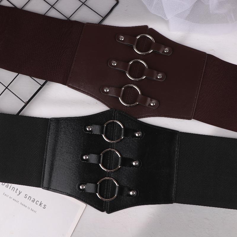 Fashionable Gothic Corset Belt Triple Buckle With Black Rivet Studs Elastic Waspie Waistband For Punk Women Perfect For Coats