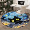 Starry Night Cat Round Carpet Chair Cushion Round Entryway Rug, Soft Round Rugs for Living Room, Bedroom, Circle Carpet Decor Gifts
