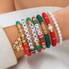 Christmas Letter Contrasting Bracelet Set, Creative Santa Gift Letter Jewelry