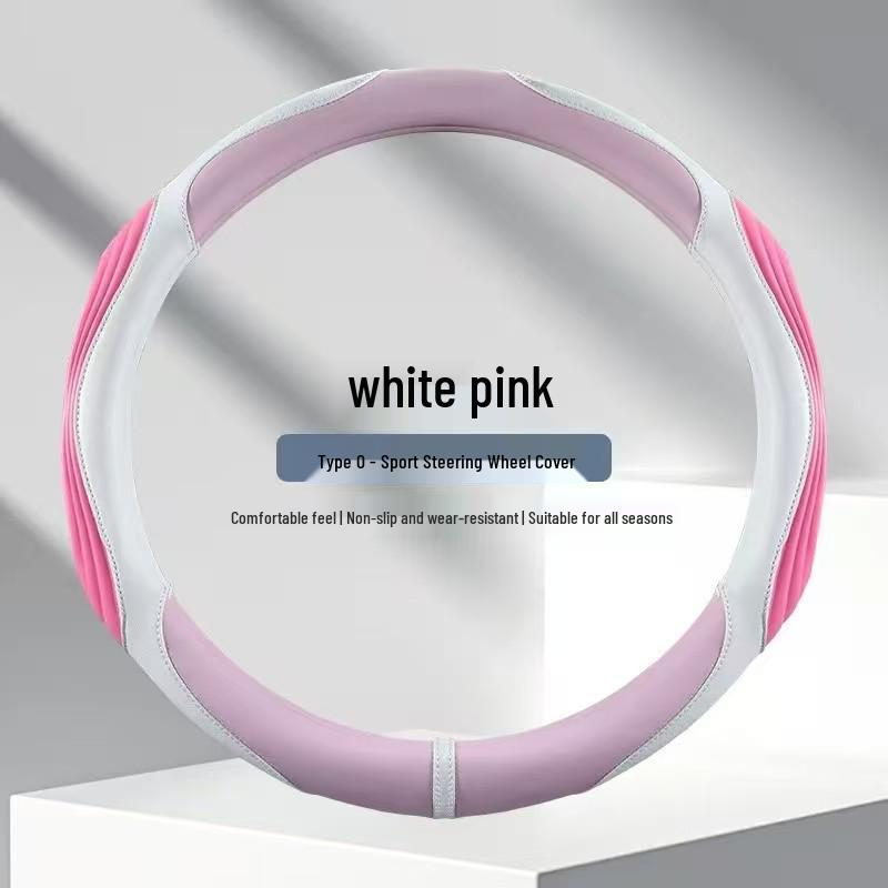 Patchwork Leather Steering Wheel Cover with Massage Grip for All Seasons