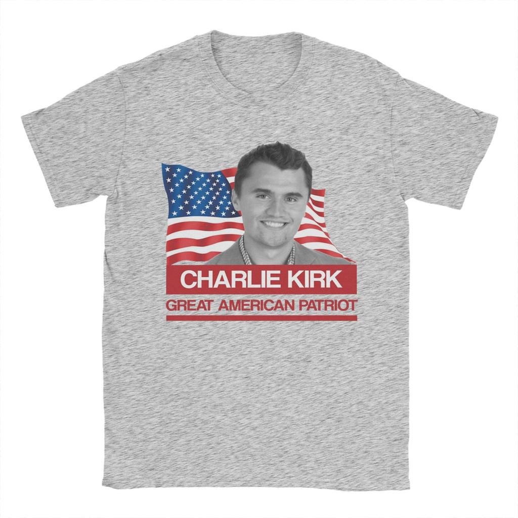 Charlie Kirk T-Shirt für Herren 100% Baumwolle Lustige T-Shirts O-Ausschnitt T-Shirts Kurzarm Kleidung Grafik