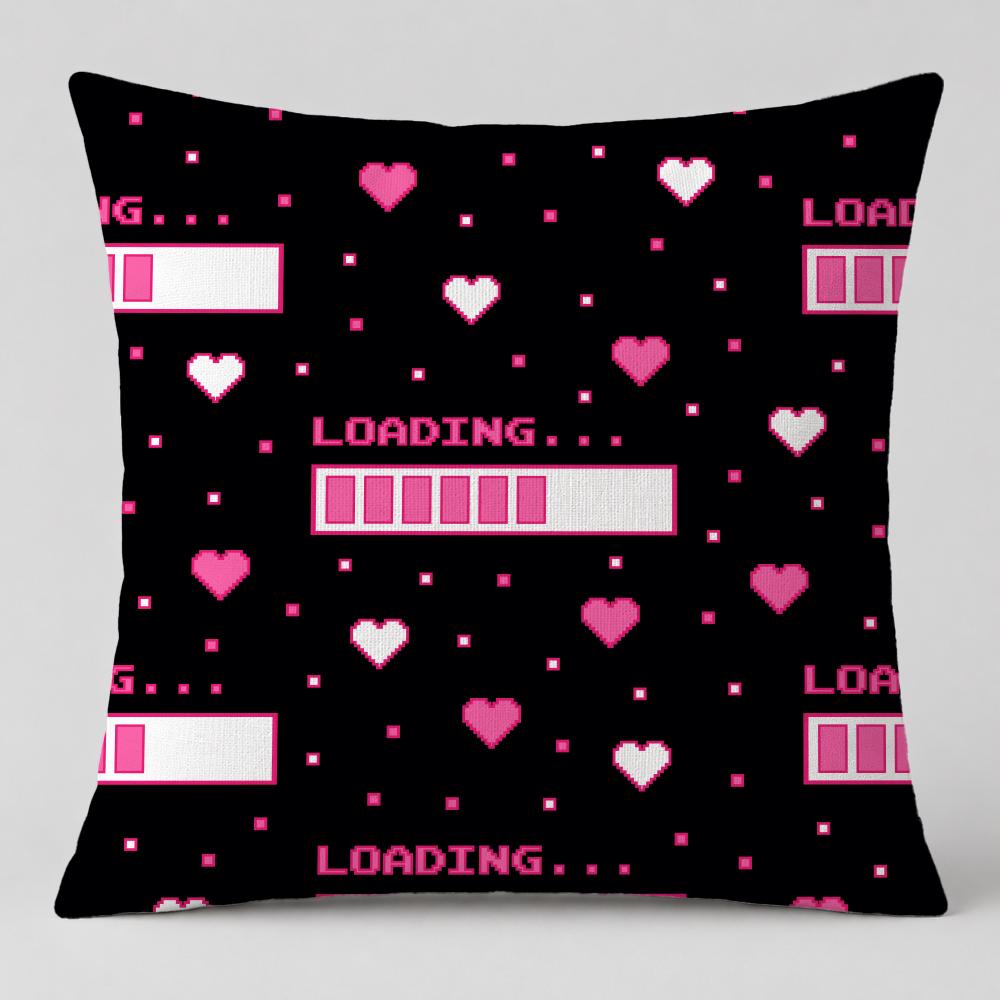 Pattern Valentines Day Cushion Cover Short Plush Cushion Cover Double Sided Print Washable Sofa Pillowcase Home Decor Gift