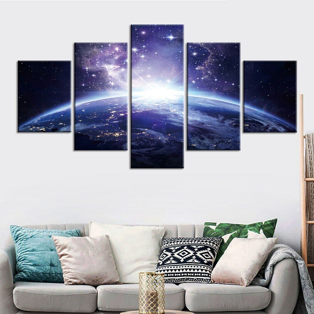 5Pcs Universe Galaxy Space Star Decor Pictures Poster HD Print No Framed Room Decor Canvas Paintings Wall Home Decor 5 Panel