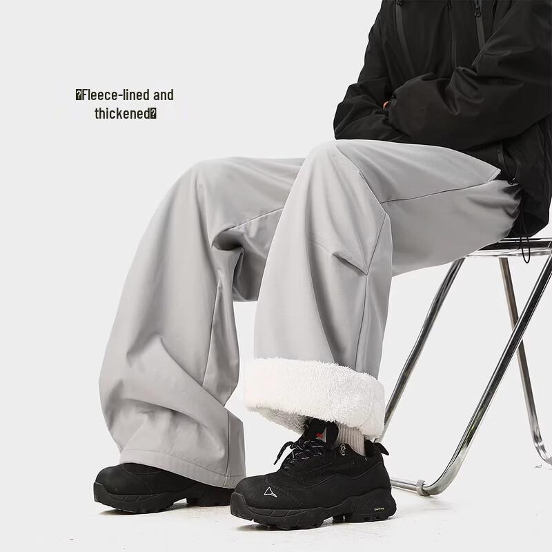 BWKA Unisex Techwear Fleece-Lined Winter Cargo Ski Pants L