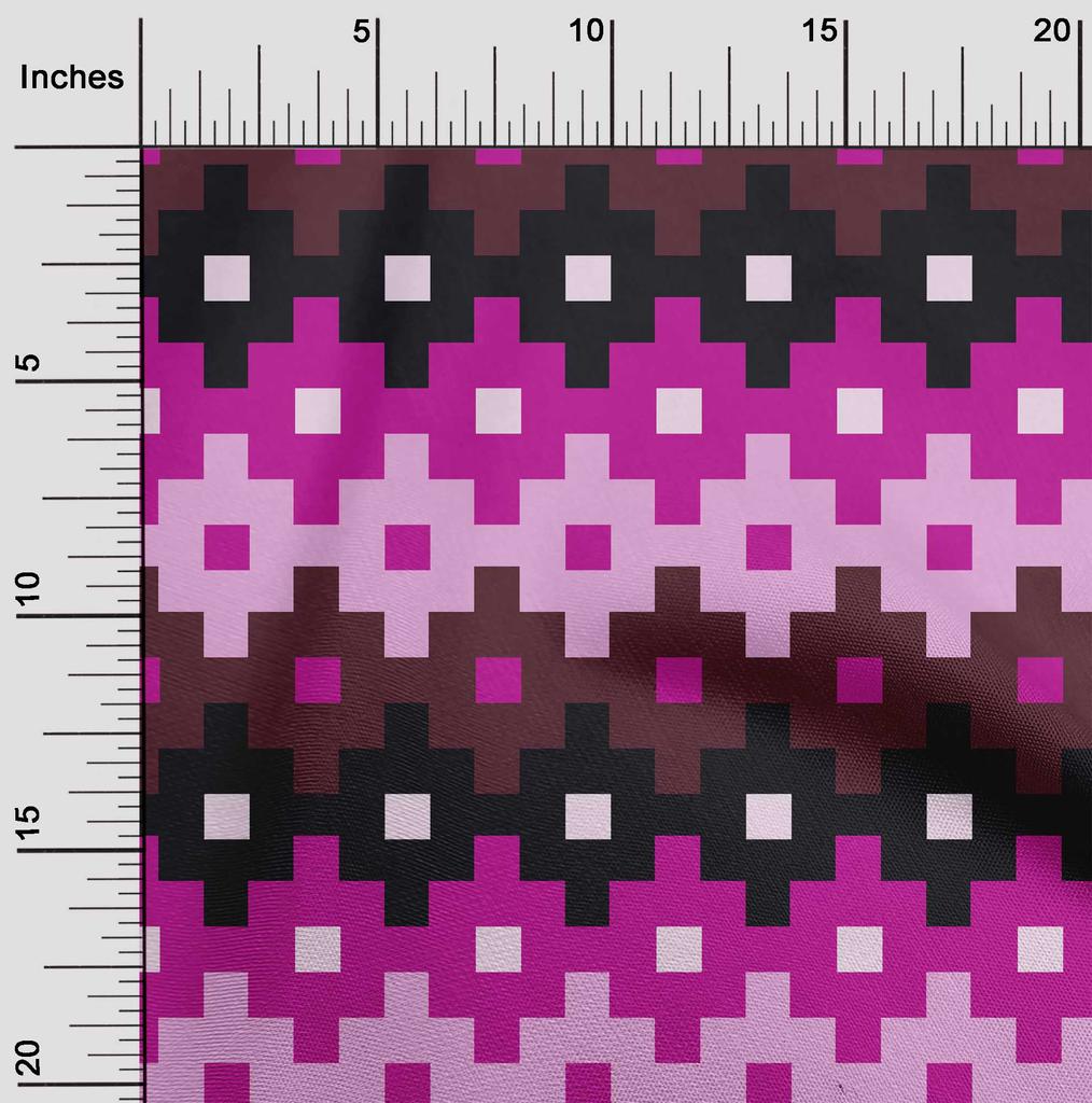 oneOone Georgette Viscose Dark Magenta Fabric Geometric Craft Projects Decor Fabric Printed By The Yard 42 Inch
