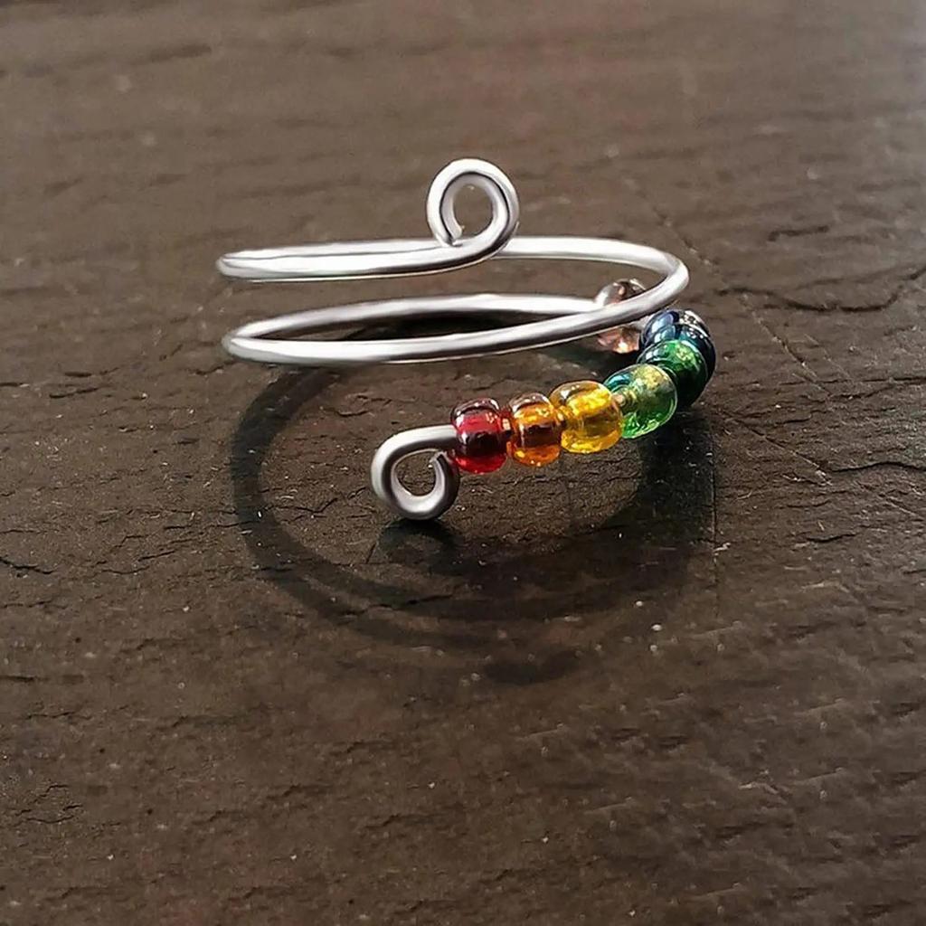 Rotating Enamel Fingertip Ring  Luck Ring Rotating Adjustable Open Ring Jewelry