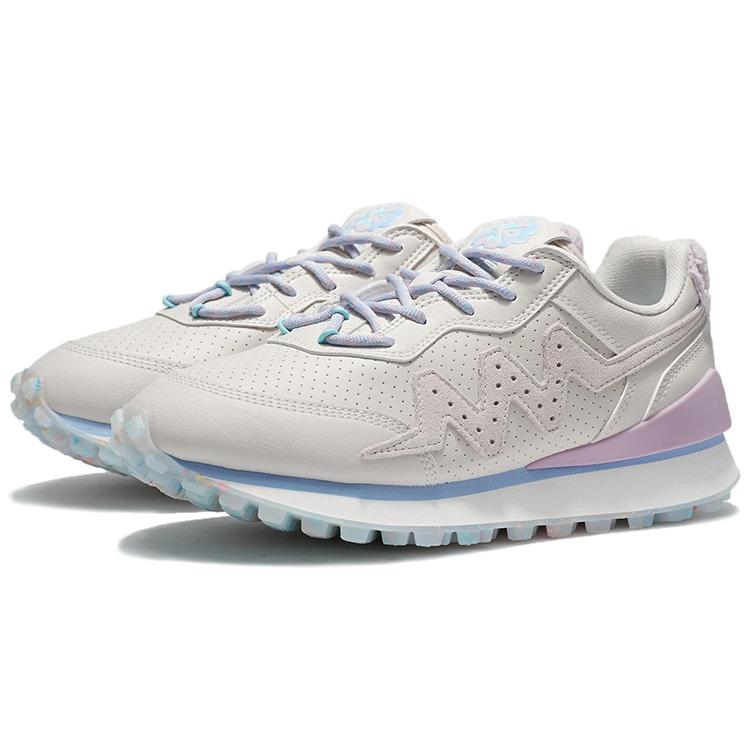Li Ning Marshmallow Synthetic Leather Cushioning, Wear Resistant Low Top Sports Casual Shoes Women's White Gray ABCS002-2