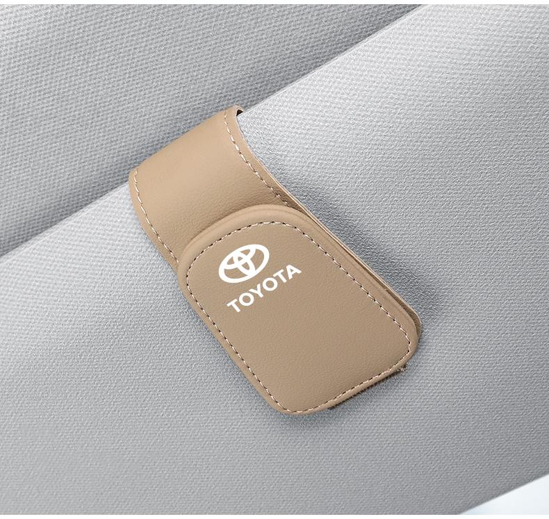 Car Accessories Sun Visor Sunglasses Holder PU leather Glasses Clip For Toyota Corolla Yaris Aygo Prius CHR Camry Auris Avensis