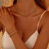 GEMCHIC Women's Two-Tone Geometric Chain Necklace and Bracelet Set, Stainless Steel Gold Plated Fashion Jewelry