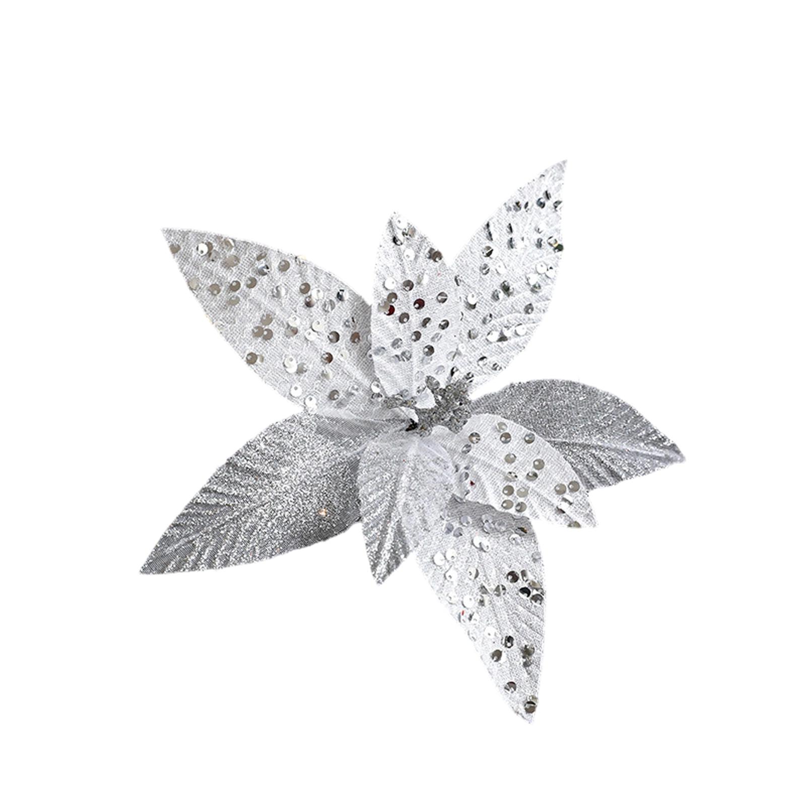 

High-end Fabric Christmas Flower Simulation Flower Sticky Powder Gold Powder Flower Arrangement Christmas Tree Wreath Rattan Decoration One Size