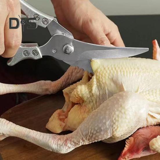 Kuchyňské nůžky stříbrné barvy Ostré Odolné kuchyňské nůžky na kuřecí kosti