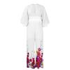 V-neck Chiffon Lantern Sleeve Top Pleated Wide-leg Pants Two-piece Set