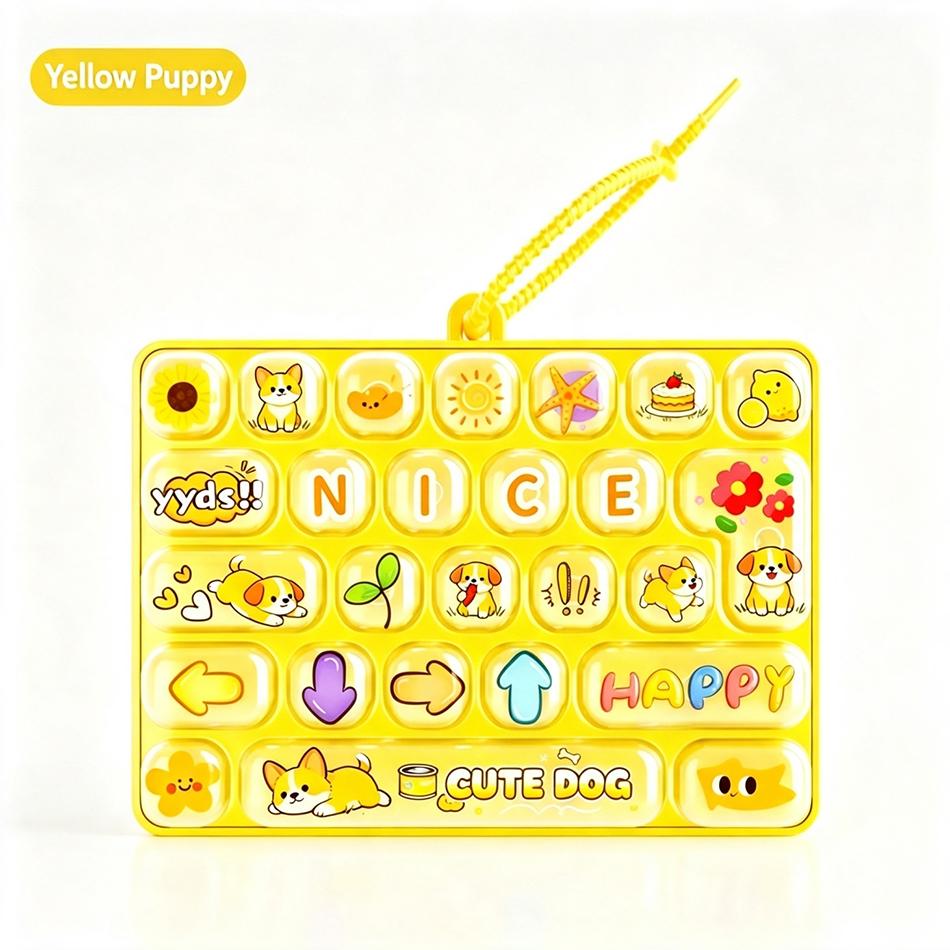 Candy Color 26 Key Fidget Keyboard Keychain Cartoon Animal Stress Relief Keycap Clicker Hand Relax Toy Bag Pendant Party Favor