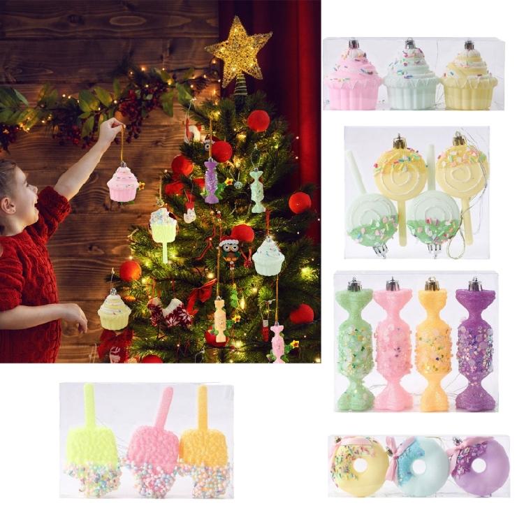 Stylish Candy Color Christmas Tree Baubles Pendant Colorful Christmas Holidays Decorations Festival Tree Embellishments