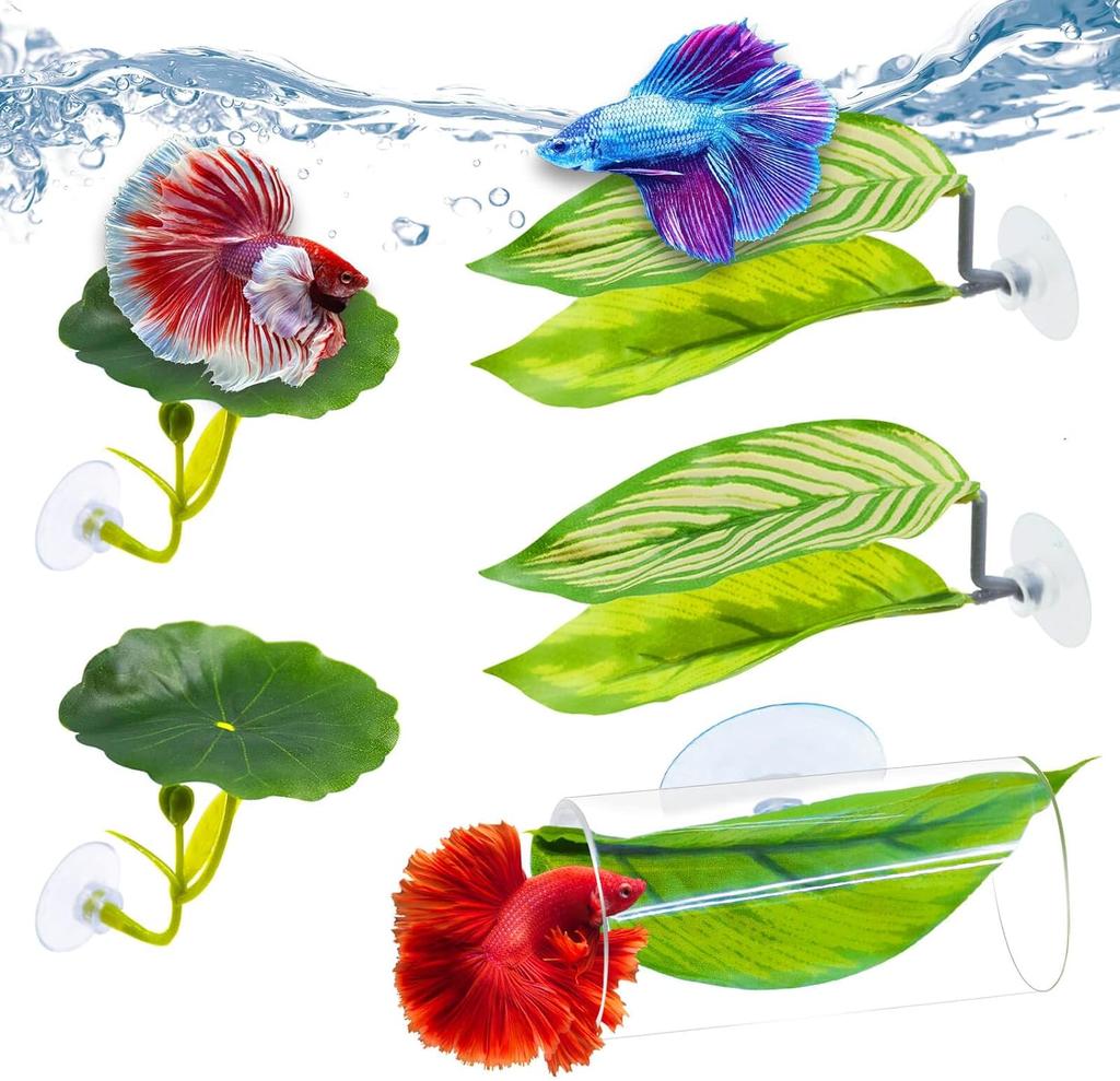 1 PC Betta Fish Hammock Soft Aquarium Decor Plastic Plants that Won’t Damage Fishtail Tank Fish Spawning Grounds Resting Bed