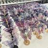 1Pair Natural Crystal Rainbow Fluorite Butterfly Wings Rose Quartz Moss Agate Carving With Stand Home Decoration