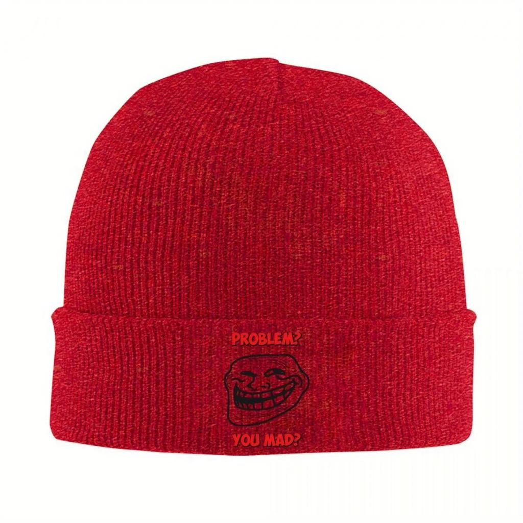 New New U Mad Bro Problem Troll Rage Face Comic Meme Trollfac Knitted Hat For Women Unisex Beanie Winter Hat Crochet Caps