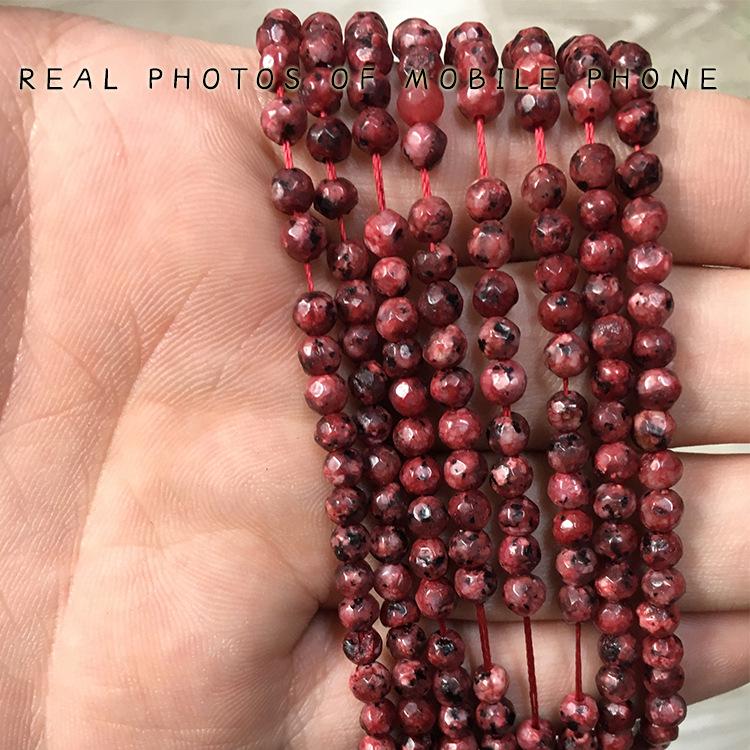 4mm Faceted Red Speckled Natural Stone DIY Jewelry Beads Strands 4mm, ~90 beads per strand, ~11g per strand