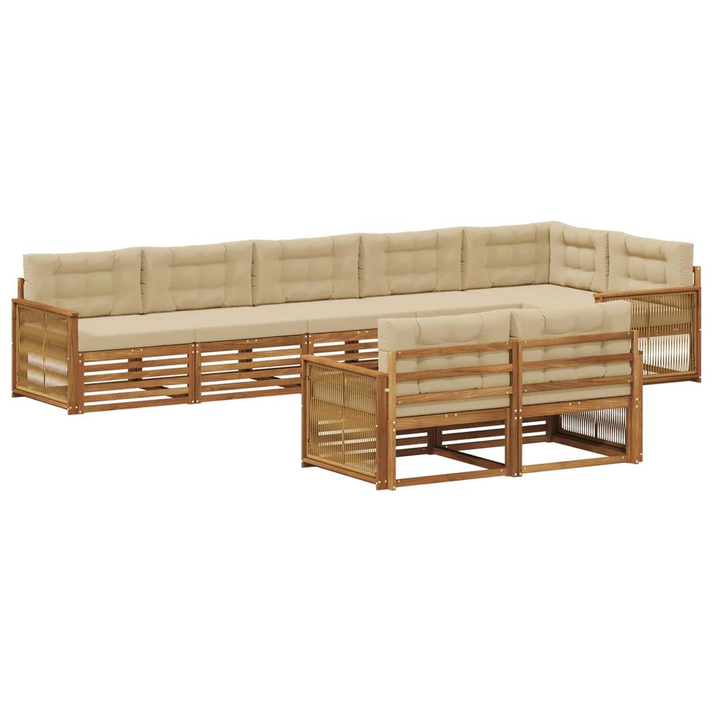 Outdoor Sofa Set with Cushions 8 pcs Natural and Beige