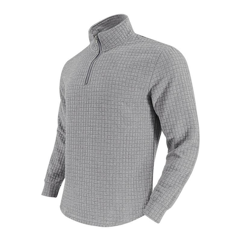 New Versatile Daily Business Spring And Autumn Men'S Men'S Standing Collar Long Sleeved Casual Outdoor Hoodie Jacquard Knitted Sweater