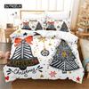 Copripiumino Babbo Natale Set Biancheria da Letto Rosso Bianco Buon Natale Felice Anno Nuovo Set Piumone Copripiumino per Bambini Per Decorazione Regalo