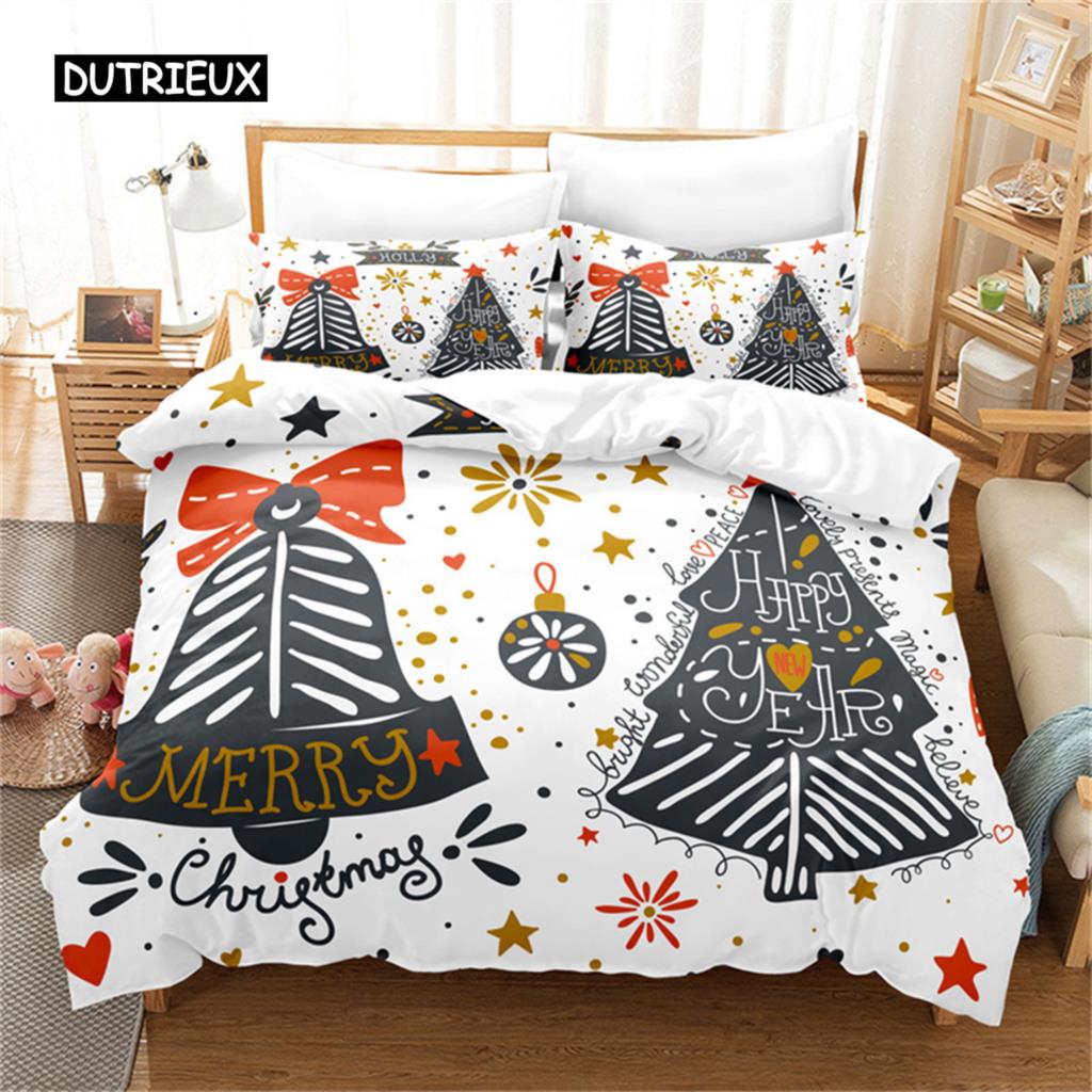 Santa Claus Duvet Cover Red White Bedding Set Merry Christmas Happy New Year Comforter Set Children Duvet Cover For Decor Gift