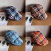 Grid Clashing Color Summer Breathable Cotton Blended Beret Hat Fashion Women