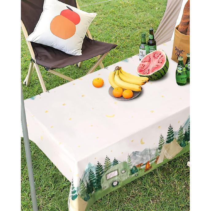 Nefelibata 3 pcs Camping Birthday Decorations Table Cover Waterproof Tablecloths One Happy Camper Party Camping Favors Bachelorette Happy Camper for