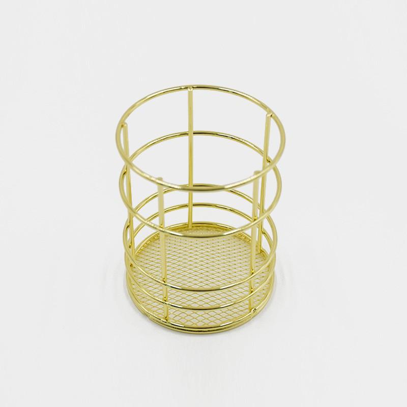 Metal Desk Organizer Pen Holder Storage Basket Office School Makeup Brushes Nordic Style Iron Wire Mesh Container