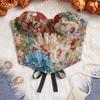 Boned Floral Underwired Corset Multi-Color Abdominal Shaping Women's Shapewear Jacquard Off-shoulder Strapless Corset Top