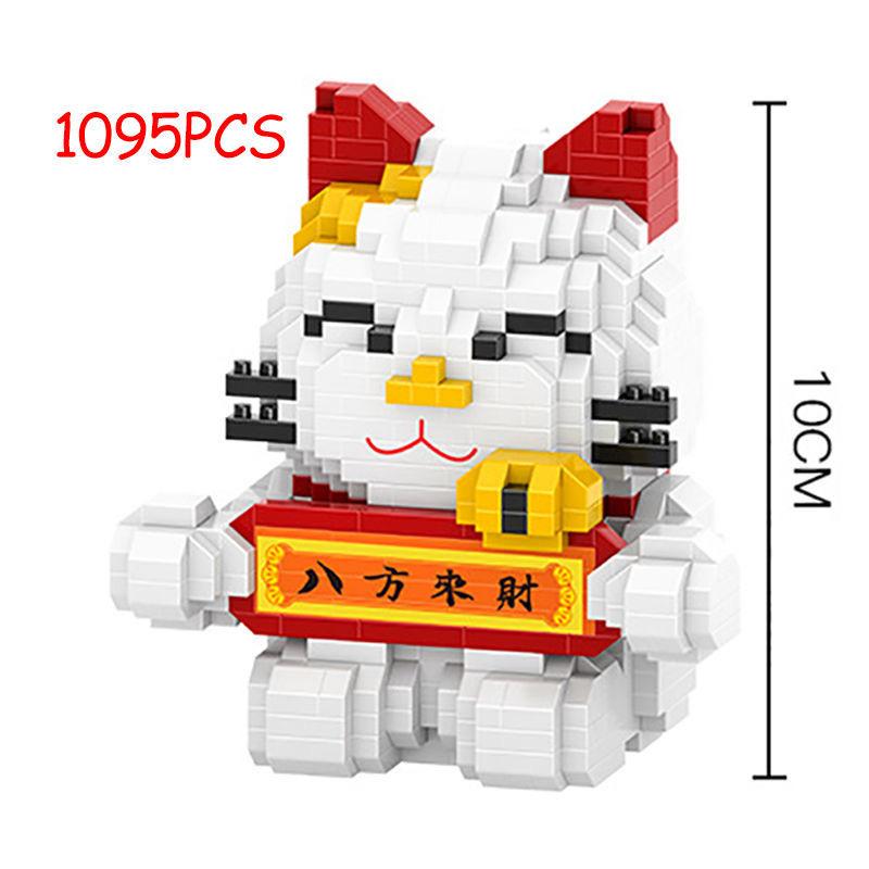 Mini Blocks Fortune Cat Assemble Anime Figure Building Toy New Year Gifts Cartoon Brinquedos Adult Collection Christmas Present