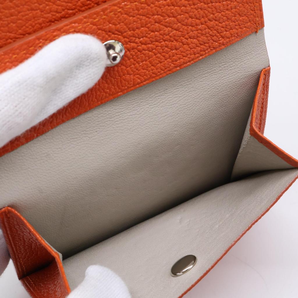FUJITAKA [Excellent Condition] 677604 Chevre Full Leather Bifold Wallet Bifold Wallet with Coin Pocket OrangeUsed