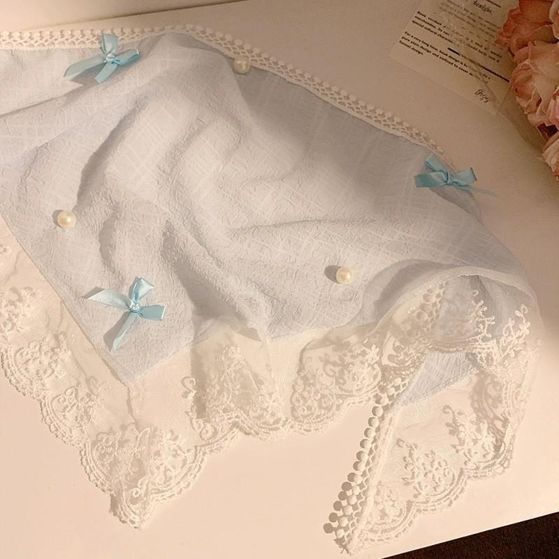 The New Summer Ins High-end Lace Headscarf Pastoral Style Baotou Triangle Scarf Headband Female Light Luxury Headdress Hair Accessories