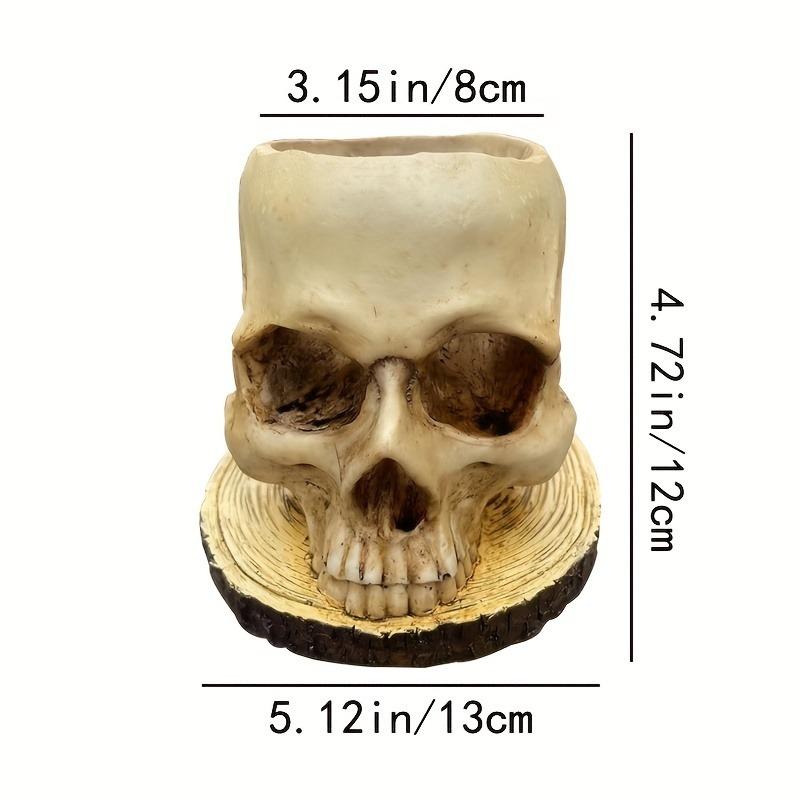 

Outdoor Resin Skull Planter for Halloween - Gothic Home Decor Succulent Flower Pot Garden Decoration Spooky Halloween Ornament білий