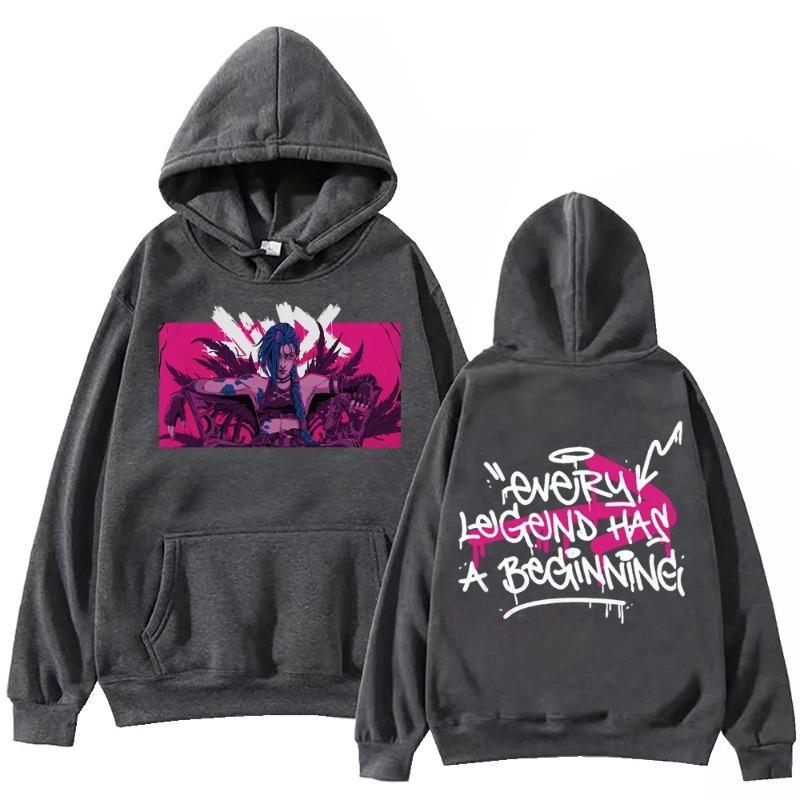 Hot Anime Arcane-Jinx Bluza z kapturem Harajuku Bluzy z kapturem Bluzy męskie i damskie Bluzy z kapturem Prezenty dla fanów Bluzy z kapturem i swetry Unisex