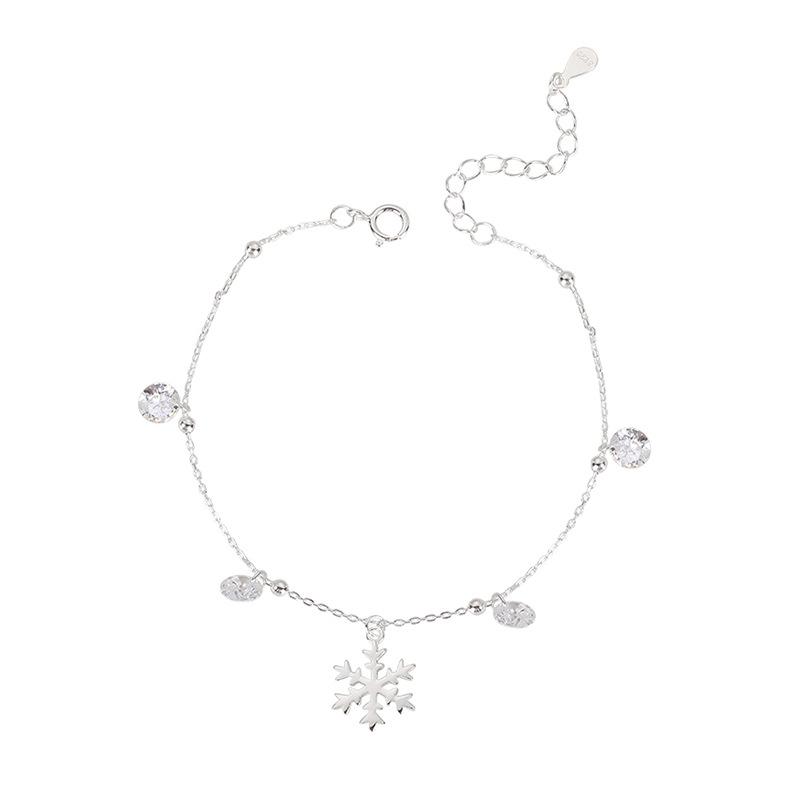 Bracelet Flocon de Neige en Argent Sterling S925 Style Coréen pour Femmes - Fille Mori Frais Cadeau de Noël