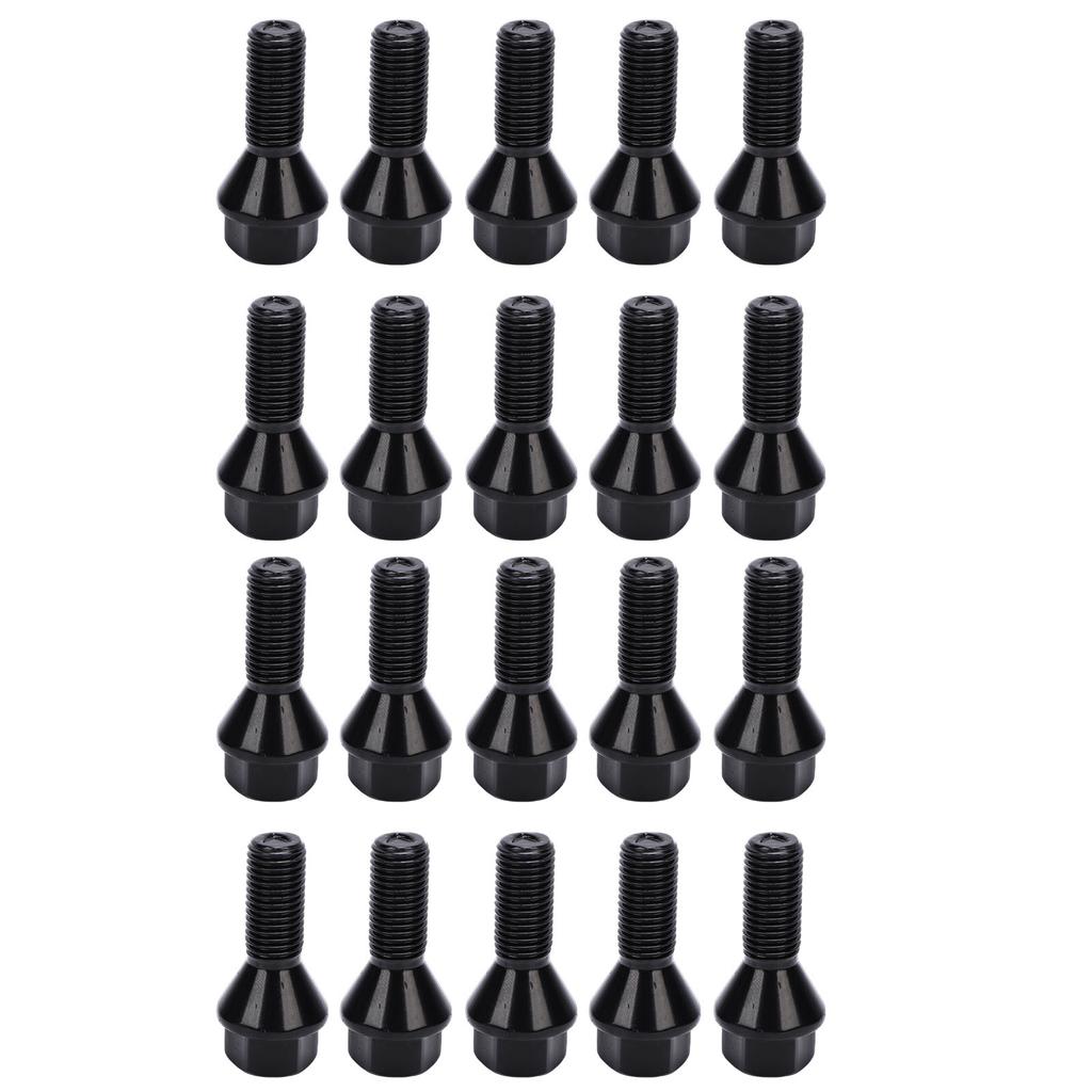 20PCS M12x1.5 Lug Bolts 36136781150 Black Alloy Steel Replacement for 1 Series E87 116i 116d 118i 118d 120i 5 Door