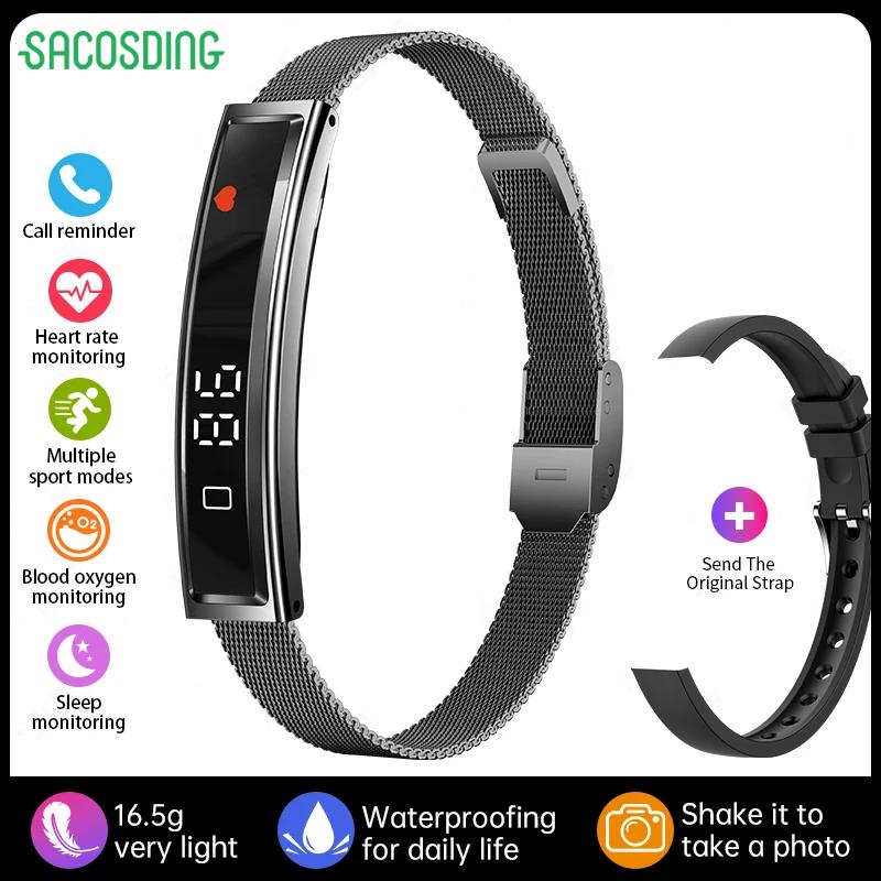 SACOSDING Smart Bracelet Fitness Tracker 24H Sleep Tracker All-Day Continuous Heart Rate Monitor Step Counting Sport Smart Watch Band