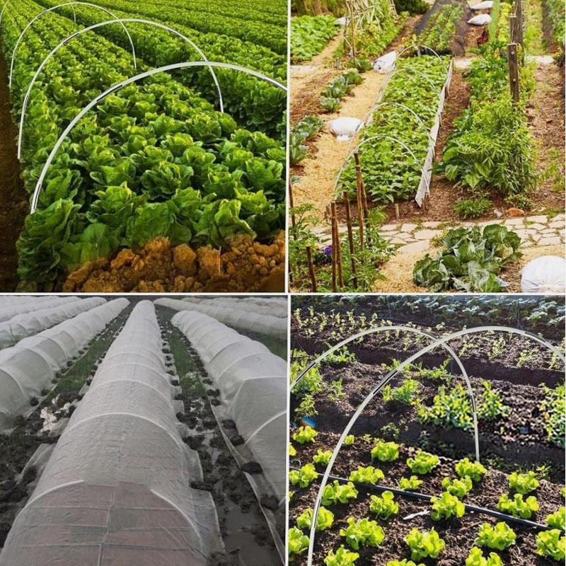 90PCS Greenhouse Hoops Set Reusable Bendable Fibreglass Grow Set With Protective Net Garden Plant Tunnel Arch Shed Bracket