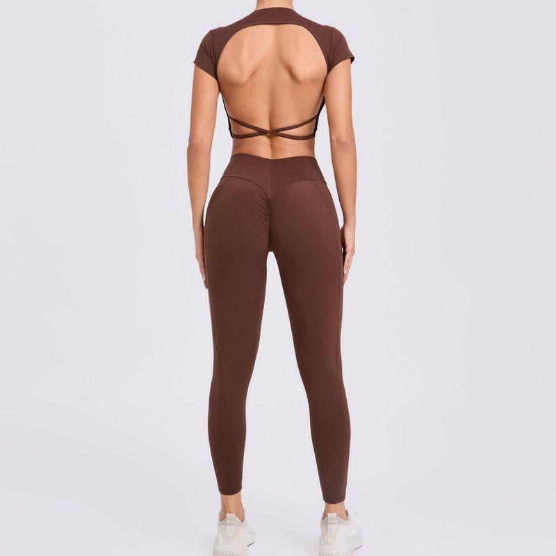 Fitness Suit Women's Fashion Cross Backless Bra Yoga Pants Suit Women's Skinny Running Sportswear Suit Women's