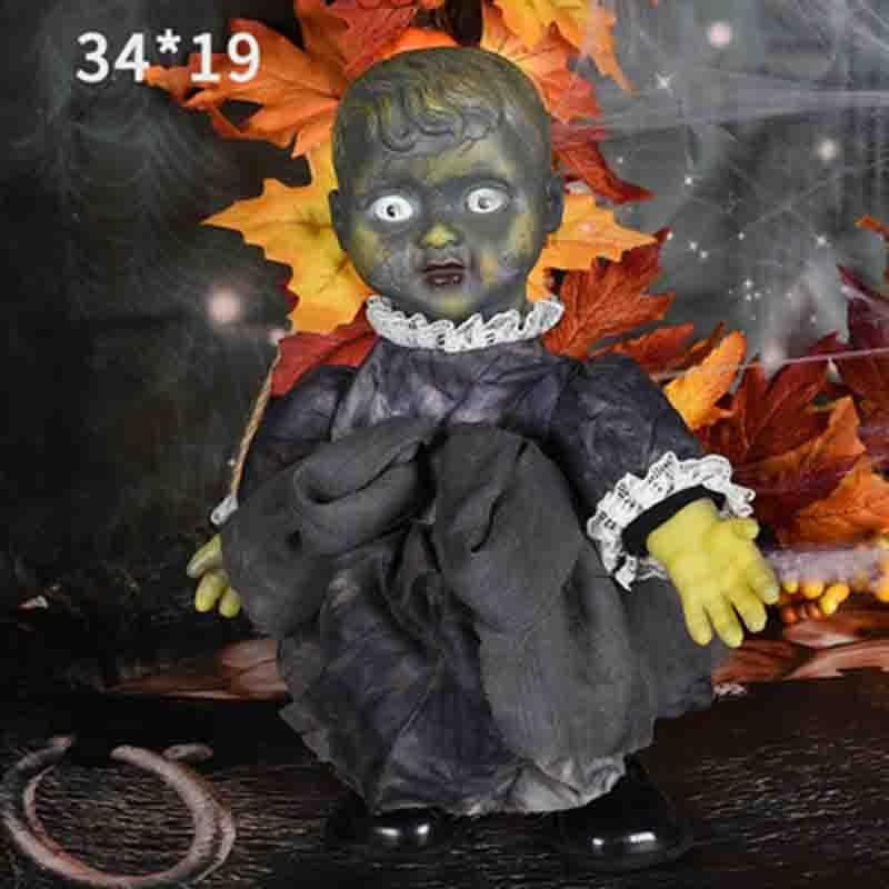 Halloween decoration walking doll, voice-activated luminous bar haunted house scene arrangement ghost doll