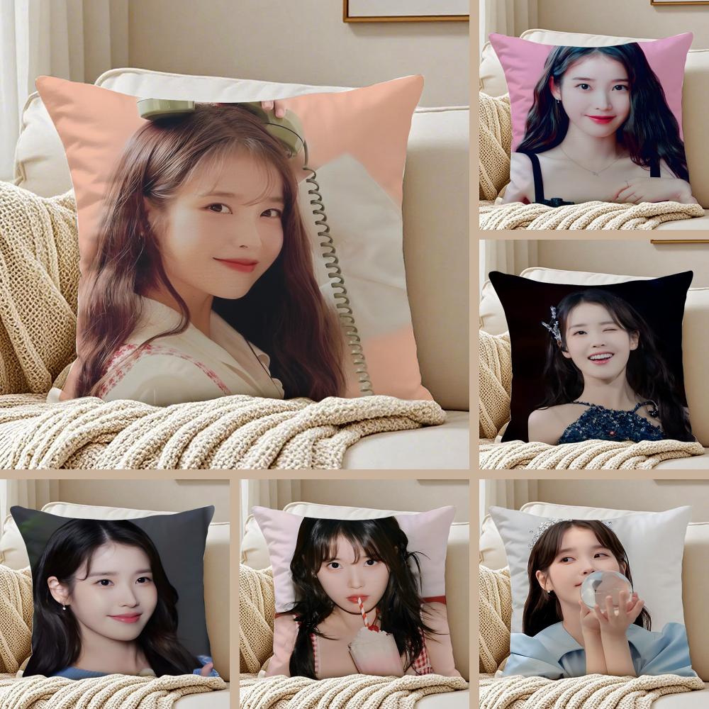 South Korea Beauty lLee Ji Eun IU Cushion Cover Pillowcase Antidustmite Invisible Zipper Short Plush Sofa Cushion