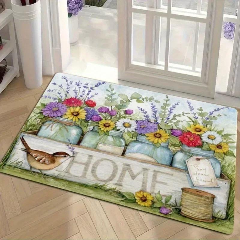 1PC Handdraw Owls Printed Decor Kitchen Rugs Non-Slip Home Door Mats Bathroom Rugs Bath Mat Carpet for Home Sink Laundry Decor