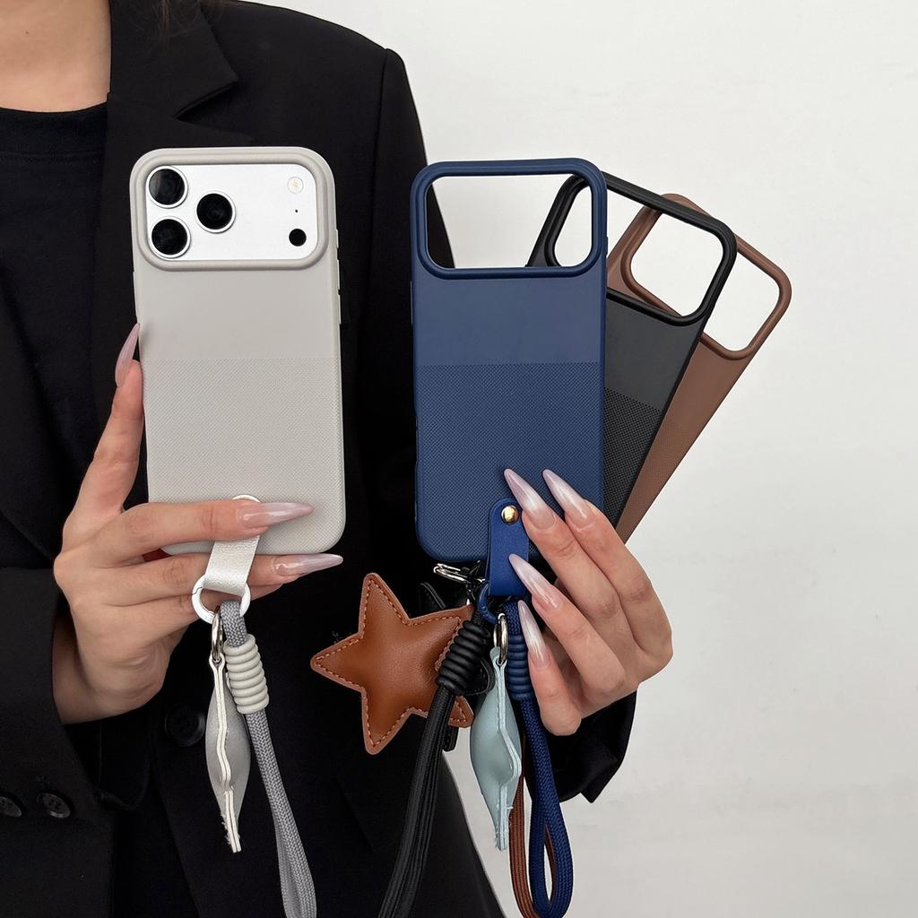 Polka Dot Silicone Star Strap Lanyard Phone Case For iPhone 17 16 15 14 13 12 11 Pro MAX For IPhone 15 16 17 Pro Max Soft Cover