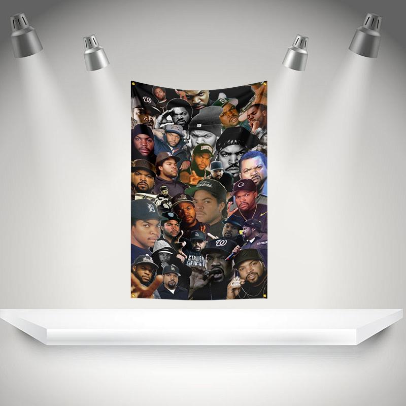 I-Ice Cubes Flag Rock Music Band Banner HD Printing Tapestry Exhibition, Music Band Fans, Garage Decor