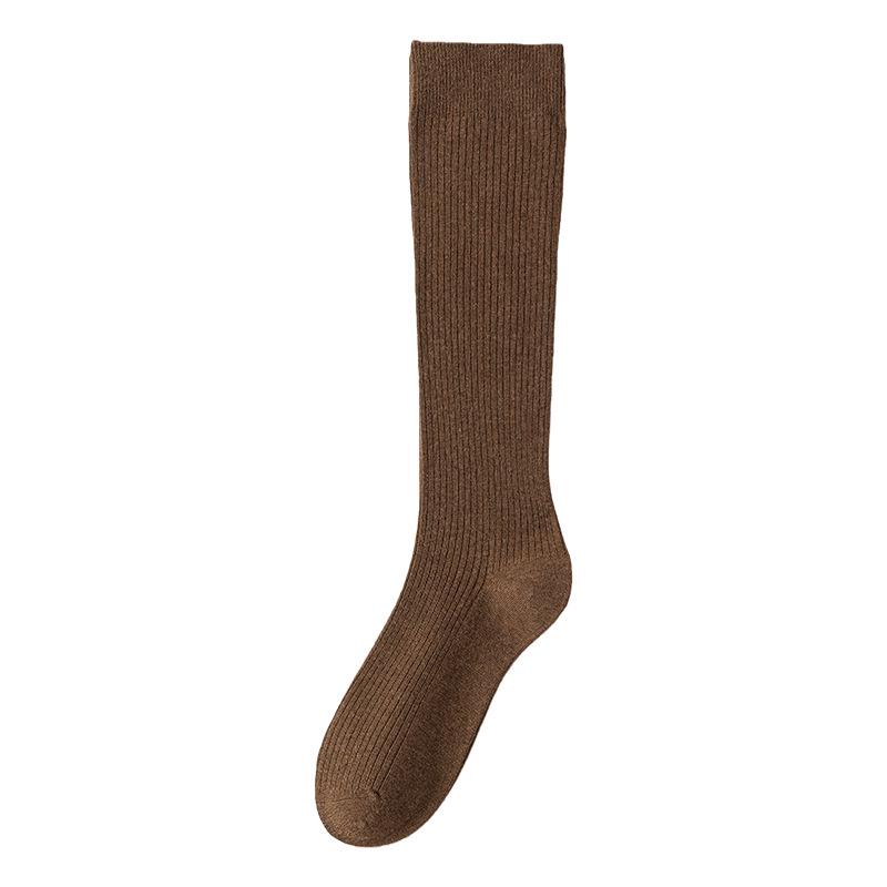 Women's Merino Wool Knee-High Socks - Light, Warm, Ribbed Leg Warmers for Autumn & Winter