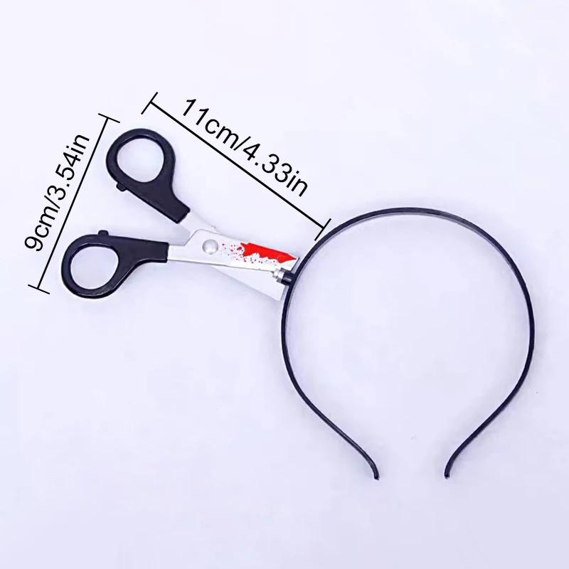 Halloween Party Horror Hair Bands Fake Knife Axe Cleaver Scissor Headbands Through Head Scary Masquerade Costume Photobooth Prop