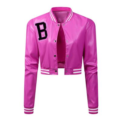 Women's Leather Jacket Slim Fitting Jacket Thin Spring and Autumn Jacket Women's Motorcycle Jacket Baseball High Waisted Leather Jacket